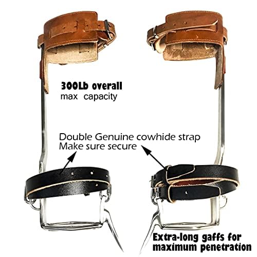 DUTHCEN Tree Climbing Spikes - Tree Climbing Gear Arborist Tree Climbing Kit Cowhide Leather, for Logging, Tree surgen, Hunting, 17.5 in