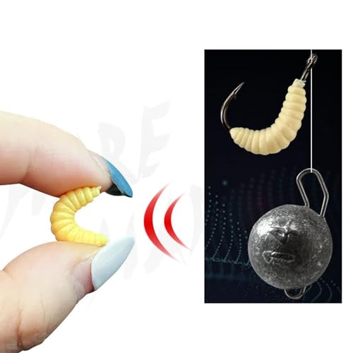 300PCS Realistic Lures - Soft Worm & Maggot Baits for Bass & Ice Fishing