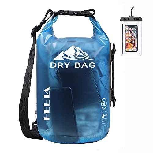 HEETA Dry Bag Waterproof for Women Men, 5L/10L/20L/30L/40L Roll Top Lightweight Dry Storage Bag Backpack with Phone Case for Travel Swimming Boating Kayaking Paddle Board Camping Beach Accessories