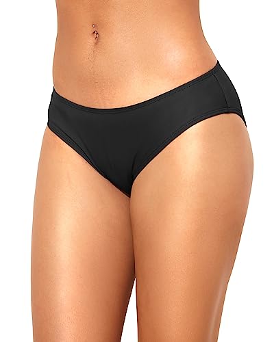 Women Bikini Bottom Full Coverage Swimsuit Bottoms Small Black - Tempt Me