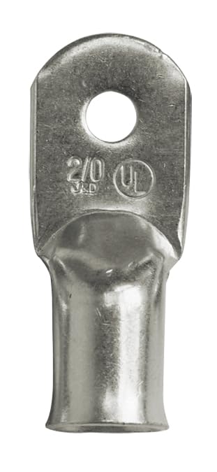 1/0 AWG Marine Tinned Copper Lug - 2 Pack 3/8" Ring for Marine Wiring