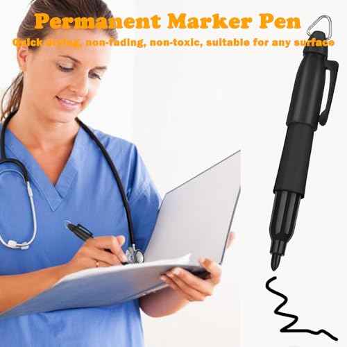 Badge Lights for Nurses Set, Mini Led Keychain Flashlights & Permanent Marker Pens, Nurse Light Set 12 Lumen Battery Operated, Badge Reel Pen Light for Nurses Doctor (12PCS)