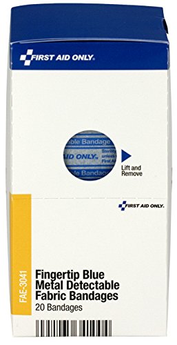 First Aid Only Blue Metal Detectable Fingertip Bandages - 40 Count, Latex-Free
