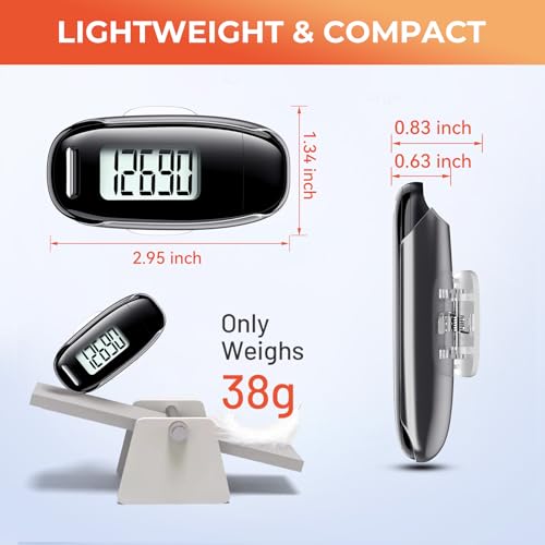 StepLify 3D Pedometer with Backlight, USB Rechargeable Step Counter