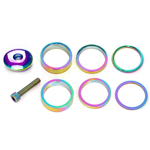 Rainbow 1-1/8 Inch Bicycle Headset Spacer Kit with Stem Cap & Bolt