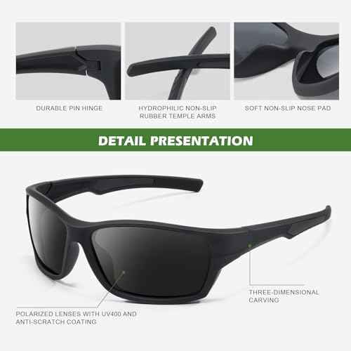 Fanshen Polarized Sunglasses for Men Women, Wrap Around Sunglasses for Mens Womens Cycling Fishing Running UV Protection