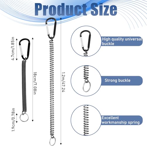 Heavy Duty Retractable Coiled Fishing Lanyards - 10 Pack