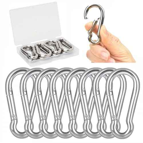 Large Spring Snap Hook Carabiner, 304 Stainless Steel Heavy Duty Carabiners Clip, Stainless Steel Spring Snaps Hooks Carabiners Outdoor