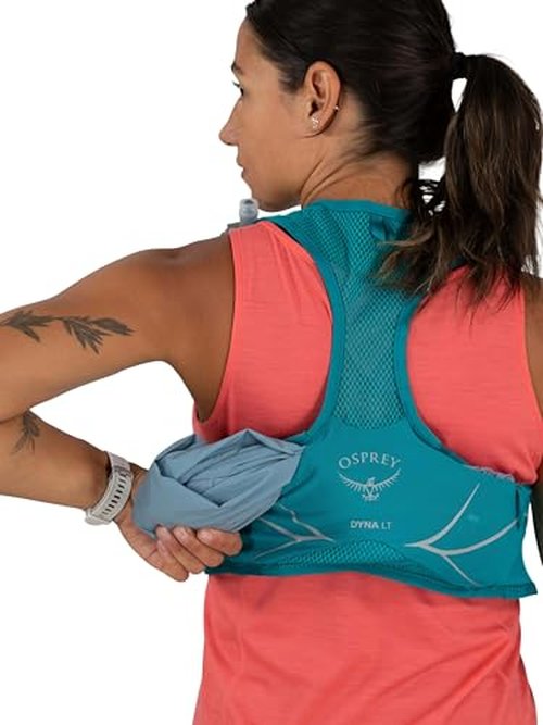 Osprey Dyna LT Women's Running Hydration Vest with Hydraulics Soft Flasks, Cascade Blue/Silver Lining, Small