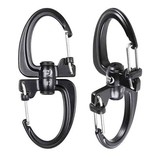 Nite Ize S-Biner 360 SlideLock Dual Carabiner, Swivel Carabiner for Keys and Gear 35 lbs, Size #3