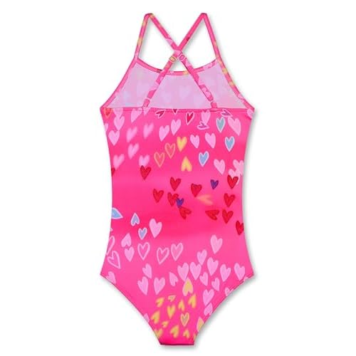 LUOUSE Girls Sparkle Swimsuits Quick Dry Crossback One Piece Beach Swimwear Bathing Suit with Adjustable Strap 4-9 Years