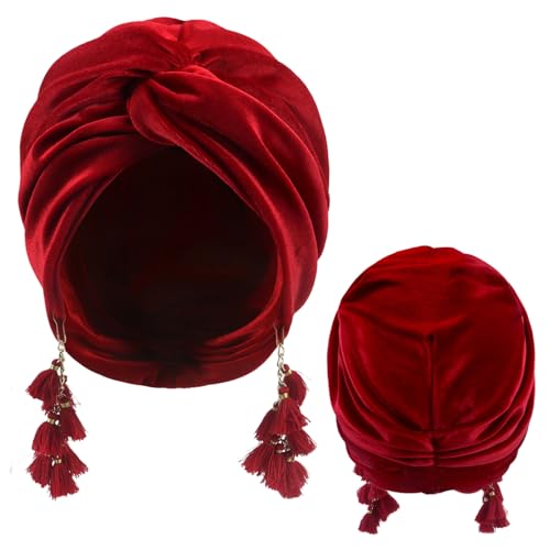 Women Turban,Cozy Polyester Velvet Turban Hats,Indian Turbans Hats Head Wraps Beanie,African Cap for Women