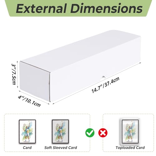 15 Pack White Trading Card Storage Boxes - Holds 400 Cards Each, 14.2x3.8x2.9 Inches