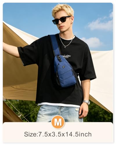 Medium Blue Crossbody Bag for Women Men Convertible Shoulder Sling Backpack