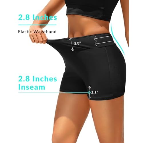 Womens High Waisted Swim Shorts - 3" Bathing Suit Bottoms Boyshorts Swimsuits Board Shorts with Liner 2025