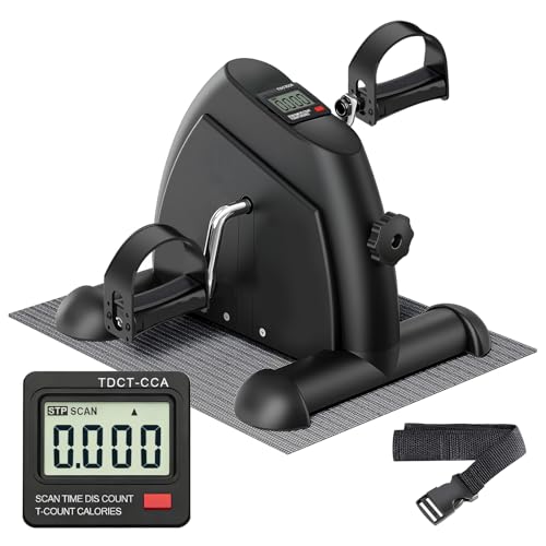 Mini Exercise Bike with LCD Display - Portable Under Desk Pedal Exerciser, Black