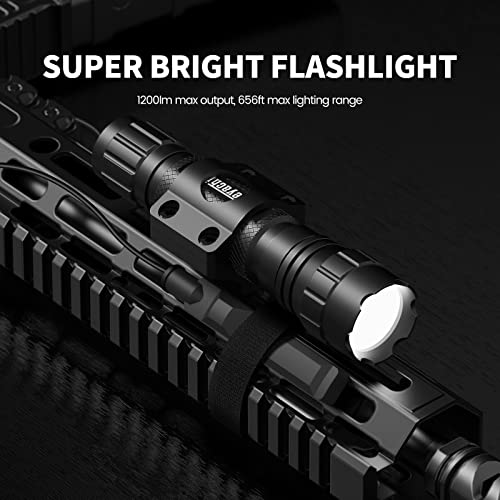 Black Feyachi FL22 Tactical 1200 Lumens LED Flashlight with M Lock Mount & Pressure Switch