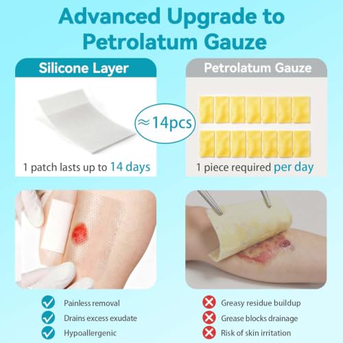 Dimora Wound Contact Layer Silicone Non-Adhering Dressings 4x7 Inches Pack of 5