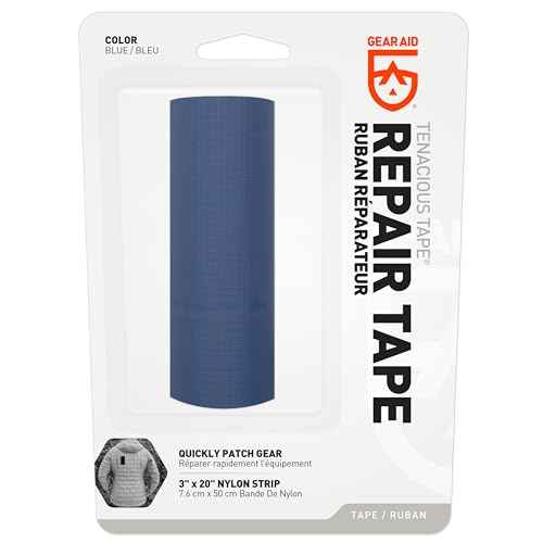 GEAR AID Tenacious Tape 3¡±x20¡± Fabric and Vinyl Gear Repair Tape, Quickly Fix Holes and Rips in Puffy Jackets, Rain and Snow Gear, Tents, Sleeping Bag and More, Blue, 1 Pack