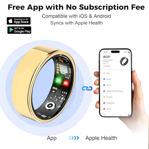 Acmoy Women's Rose Gold Smart Ring Health & Fitness Tracker Size 8