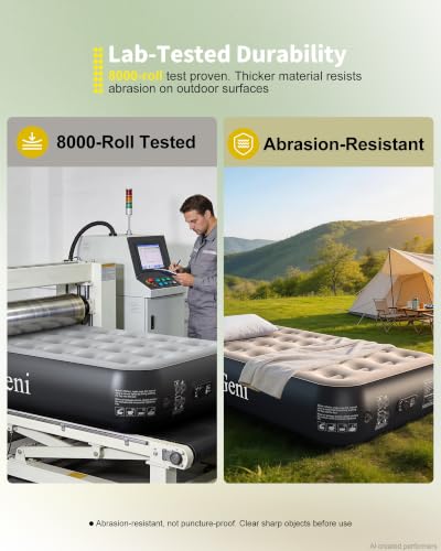 OhGeni 13-Inch Raised Twin Air Mattress with Built-In Pump - Black