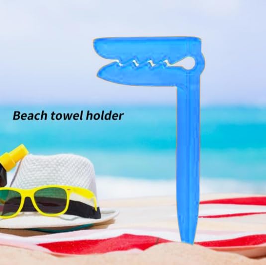 Forzaddik Outdoor Anchor Stakes, Beach Towel/Picnic Mat Anchor Clips Stakes, Pack of 8 (Blue)