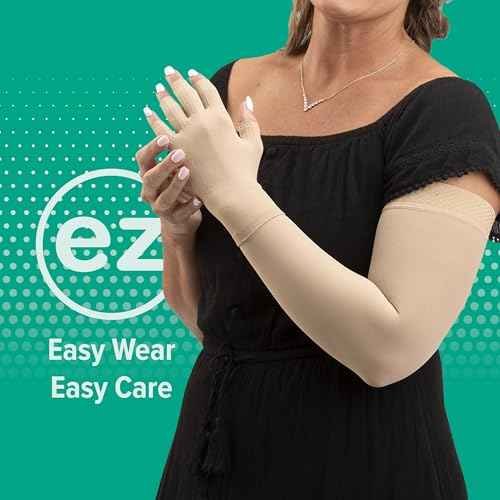 Juzo Dynamic Varin 3511 20-30mmhg Max Armsleeve with Silicone Top Band for Women, Black, 2 (II) Long