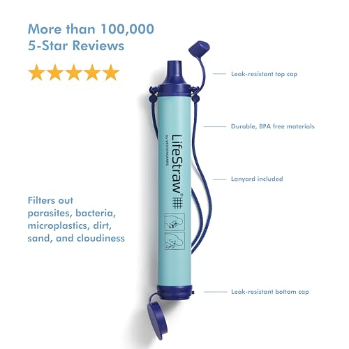 LifeStraw Personal Water Filter 2 Pack for Hiking Travel Emergency Blue