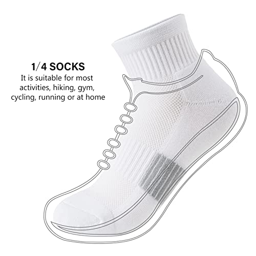 Gonii Ankle Socks Women Athletic Cushioned Running Hiking 6-8 White - 5 Pairs
