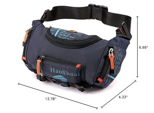 Waterproof Fanny Pack Crossbody Outdoor Waist Bag Pouch With Adjustable Strap Travel Hip Bag For Men Mountaineering,Hiking,Traveling, Camping, Cycling,Running (indigo)