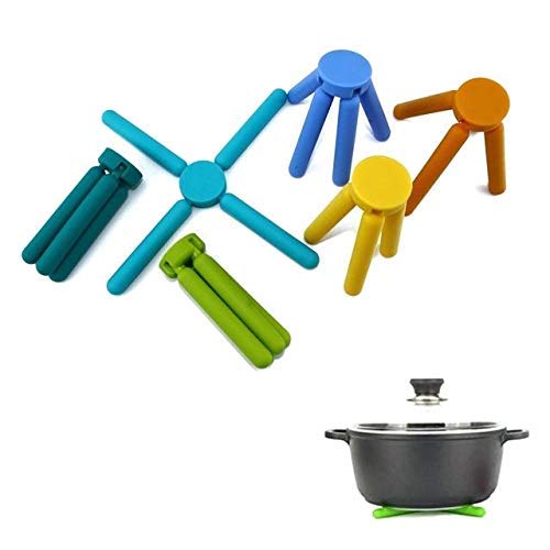 Black Foldable Silicone Trivets Set - Collapsible Heat-Resistant Pot Holders