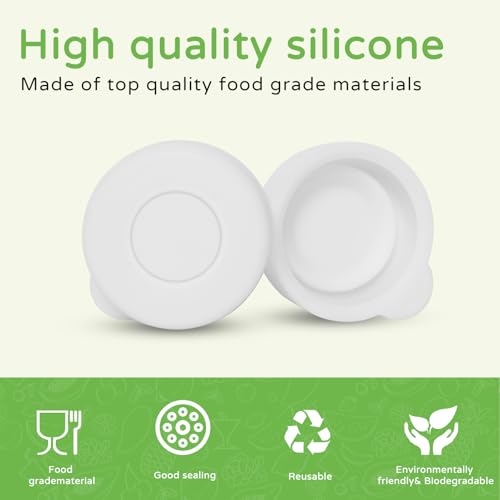 Silicone Glass Milk Bottle Caps, 48mm Diameter Bottle Caps for Libbey & Stanpac Milk Glass Bottles, Reusable and Easy to Clean (6 Pack) (White)