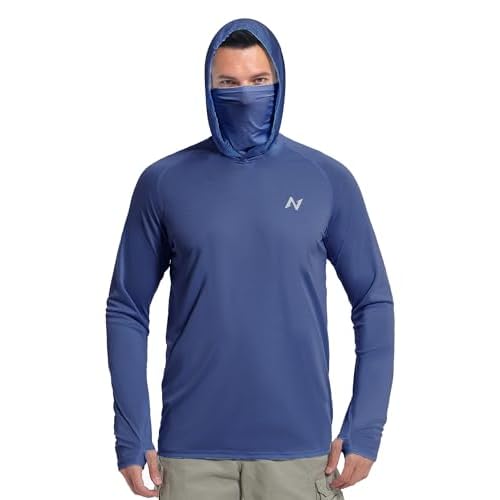 isnowood Sun Shirt UPF 50+ Men's Fishing Long Sleeve Hooded Rash Guard Hiking Swimming Running UV Protection Hoodie