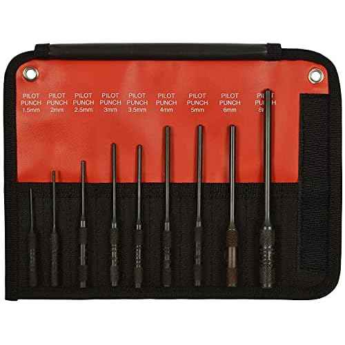 Mayhew Tools 66262 Pilot Punch, 9-Piece Set, Black Oxide Finish