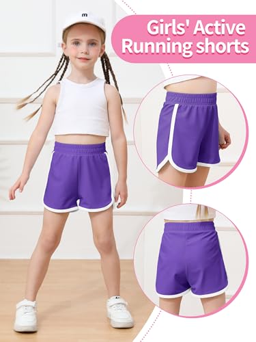 Resinta 4-Pack Toddler Girls Athletic Shorts - Quick Dry Dolphin Gym Shorts - 2T, Black Blue Pink Purple