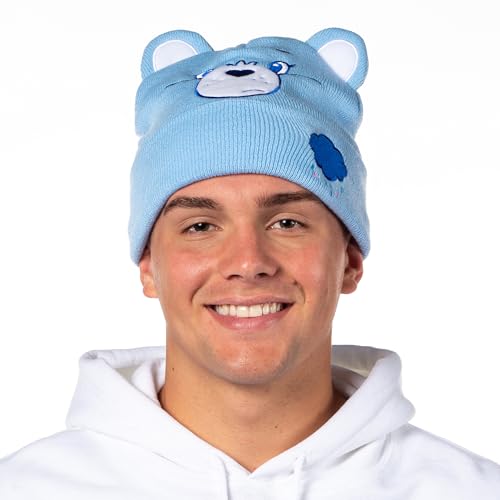 Care Bears Embroidered Face Belly Badges 3D Ears Cuff Knit Adult Beanie