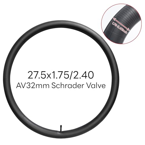 27.5"x1.75/2.40 Heavy Duty Bike Tube,27.5x1.75/1.95/2.10/2.125/2.25/2.3/2.35/2.4 Replacement Bicycle Tube (Single) Reliable 27.5 x 1.75-2.4 Inner Tube AV32 Schrader Valve for Various Cycling Scenarios