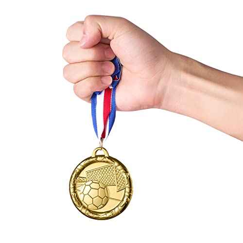 Abaokai 12 Pieces Soccer Medals for Awards for Kids and Adults, Gold Award Medals Set - Metal Olympic Style for Kid¡¯s Sports Soccer Games and Prizes Awards, Party Favors, 2 Inches