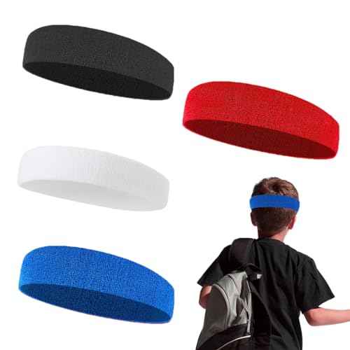 Kids Headbands, Soft Athletic Sports Sweatbands for Boys Girls (4 Pack)