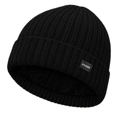 Merino Wool Cuff Beanie Winter Warm Thermal Hats for Mens & Womens Fleece Lined Beanie Knit Chunky Womens Snow Cap