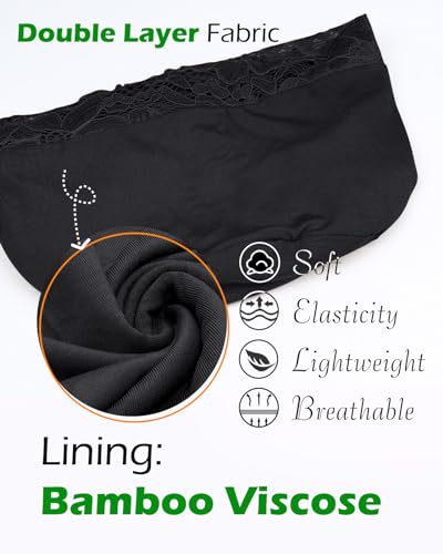 Women's Viscose Beanie Lace Turban Sleep Cap - Chemo Hat Black