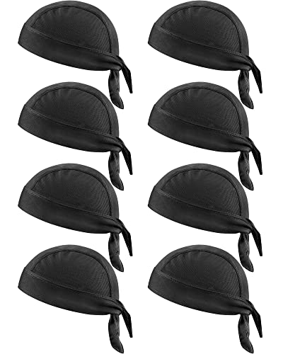Foaincore 8 Pack Do Rags for Men Black Simple Style Outdoor Cycling Headwear