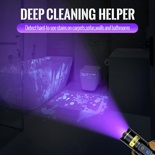 UV Blacklight Flashlight 395nm with White LED - Dual Mode, Rechargeable, Pocket Size - Variation: White + UV 395nm (Violet) 2 Pack