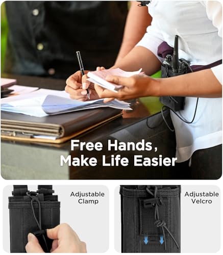 INGIDO Tactical Molle Radio Pouch Holster Adjustable Nylon Belt Case Black