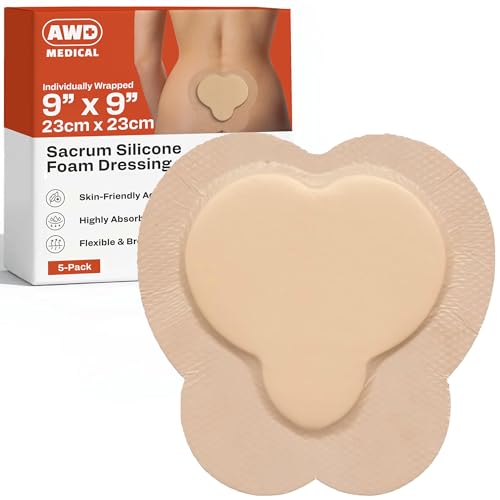 Sacrum Silicone Foam Wound Dressing 9x9 Inch Pack of 5 - Border Medical Gauze