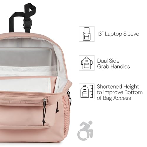 JanSport Central Adaptive Backpack – Wheelchair & Walker Compatible, Tuck-Away Shoulder Straps, Adjustable Backrest Loops & Anchor Straps, Iconic Design, Bad Bows