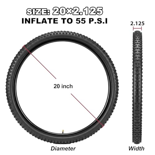 20x2.125 Inch Mountain Bike Tire & Tube Set - Heavy Duty, Puncture Resistant