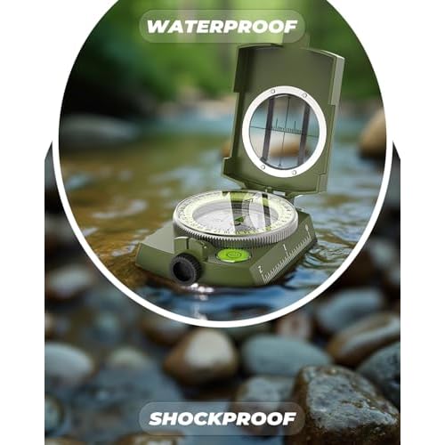 Sportneer Compass: Accurate Durable Lightweight Orienteering Compass with Strap and Carrying Case, Glow in The Dark Waterproof Hiking Essentials for Camping Backpacking, Best Survival Gifts for Kids