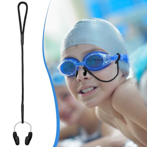 Hiboom 10 Pcs Silicone Swimming Nose Plugs with Strap - Black