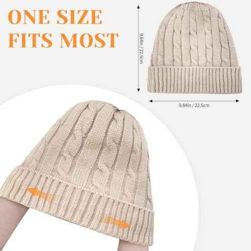 Beurlike Winter Beanie Hats for Women Fleece Lined Warm Thick Soft Stretch Knit Cap for Cold Weather